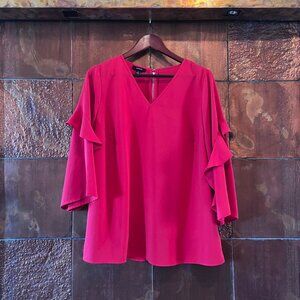 Alfani Women's Ruffle Sleeve Blouse * Red * 1X